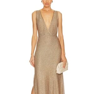 SOVERE Gleam Maxi Dress in Brushed Gold
